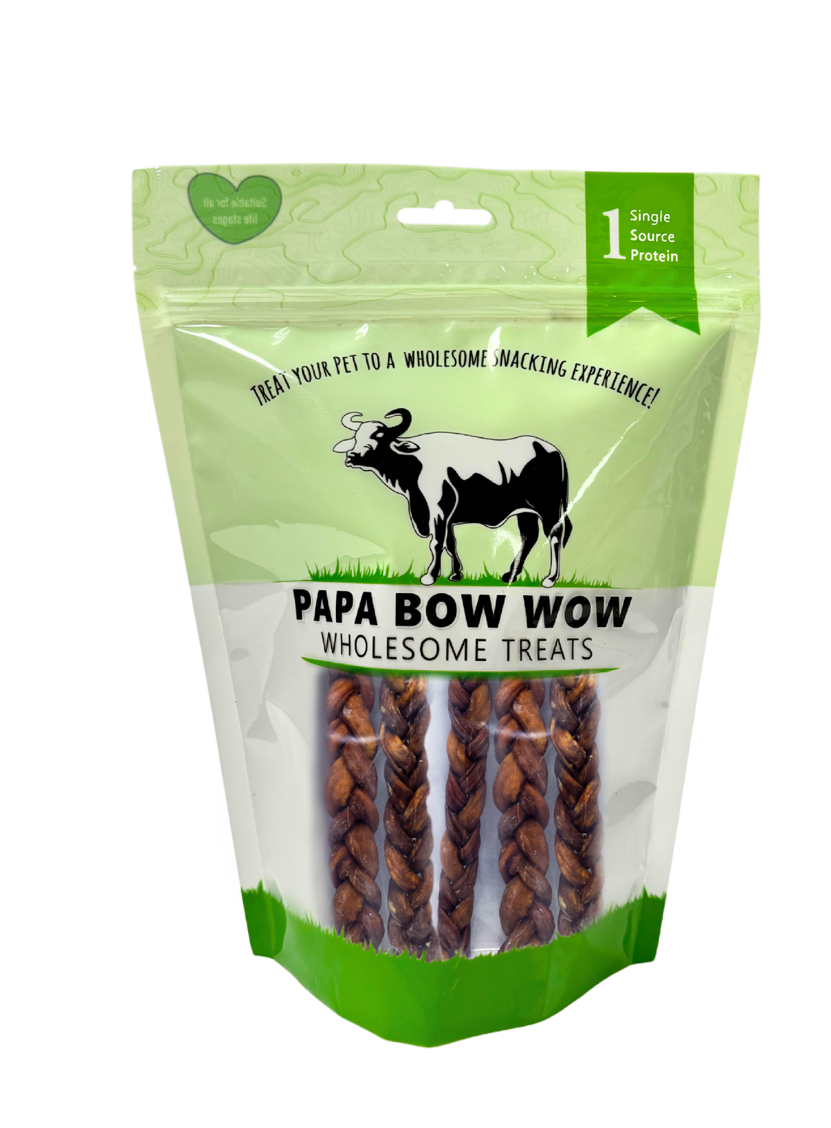 Papa Bow Wow – Water Buffalo Bully Sticks – Braided 12″